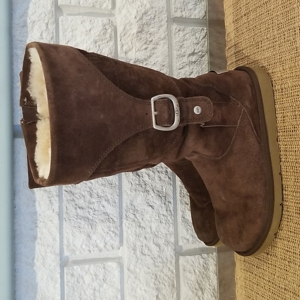 UGG Australia Cargo III 3 Tall Boots Brown Buckle Side Zipper size 7 Style #5132 - Picture 4 of 13
